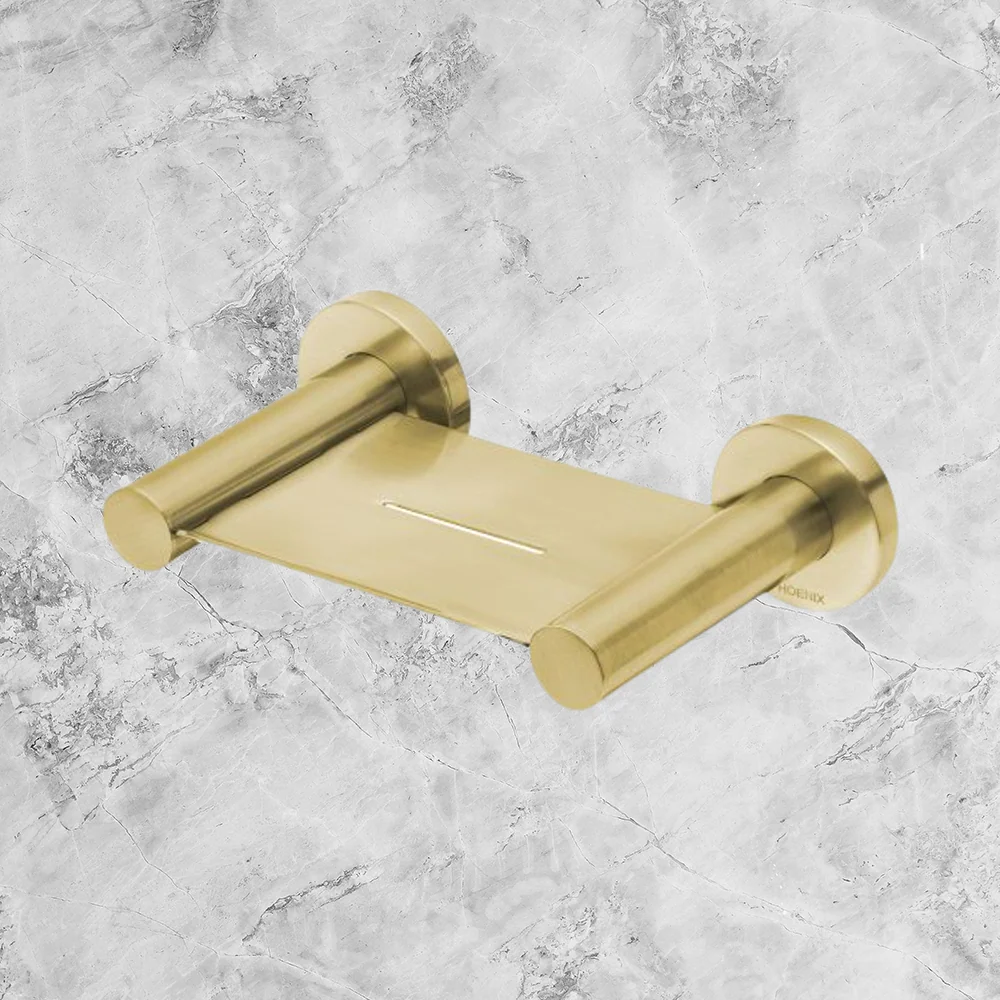 Phoenix Radii Soap Dish Round Plate Brushed Gold - Image 2