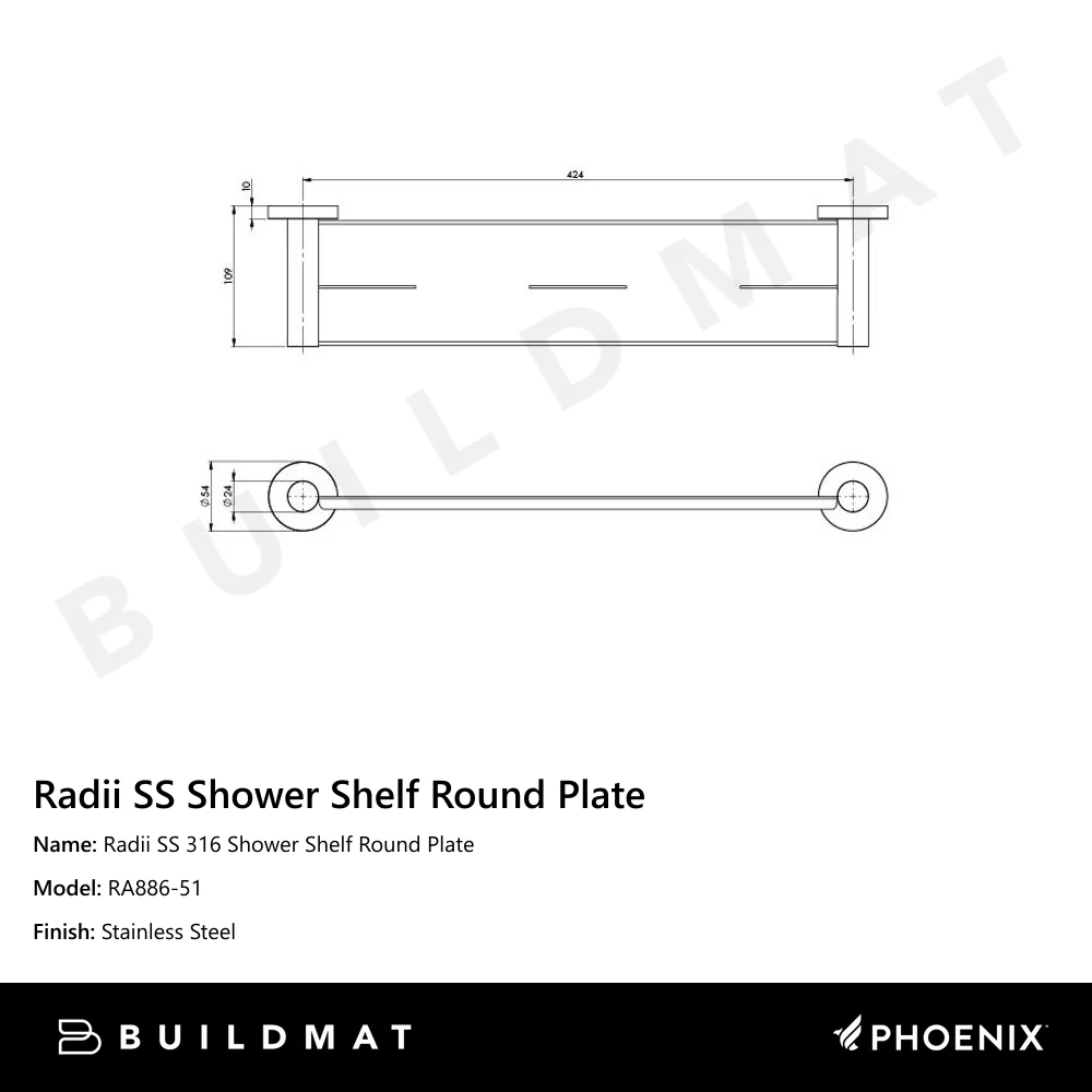 Phoenix Radii SS 316 Shower Shelf Round Plate Stainless Steel - Image 4