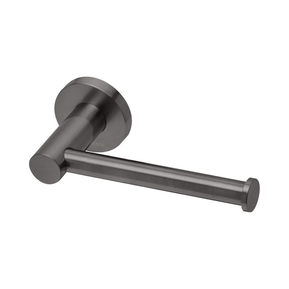 Phoenix Radii Toilet Roll Holder Round Plate Brushed Carbon