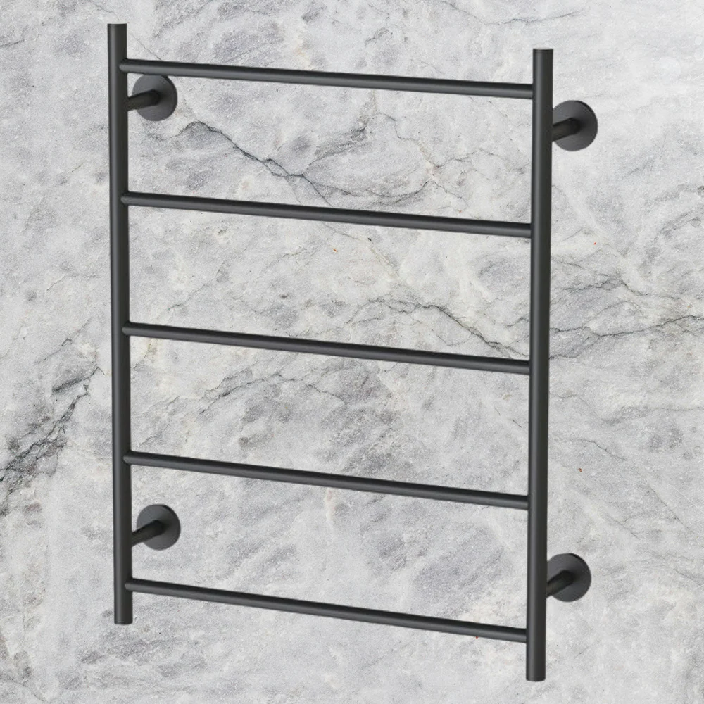 Phoenix Radii Towel Ladder 550 x 740mm Round Plate Matte Black - Image 2