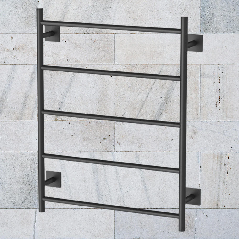 Phoenix Radii Towel Ladder 550 x 740mm Square Plate Matte Black - Image 2