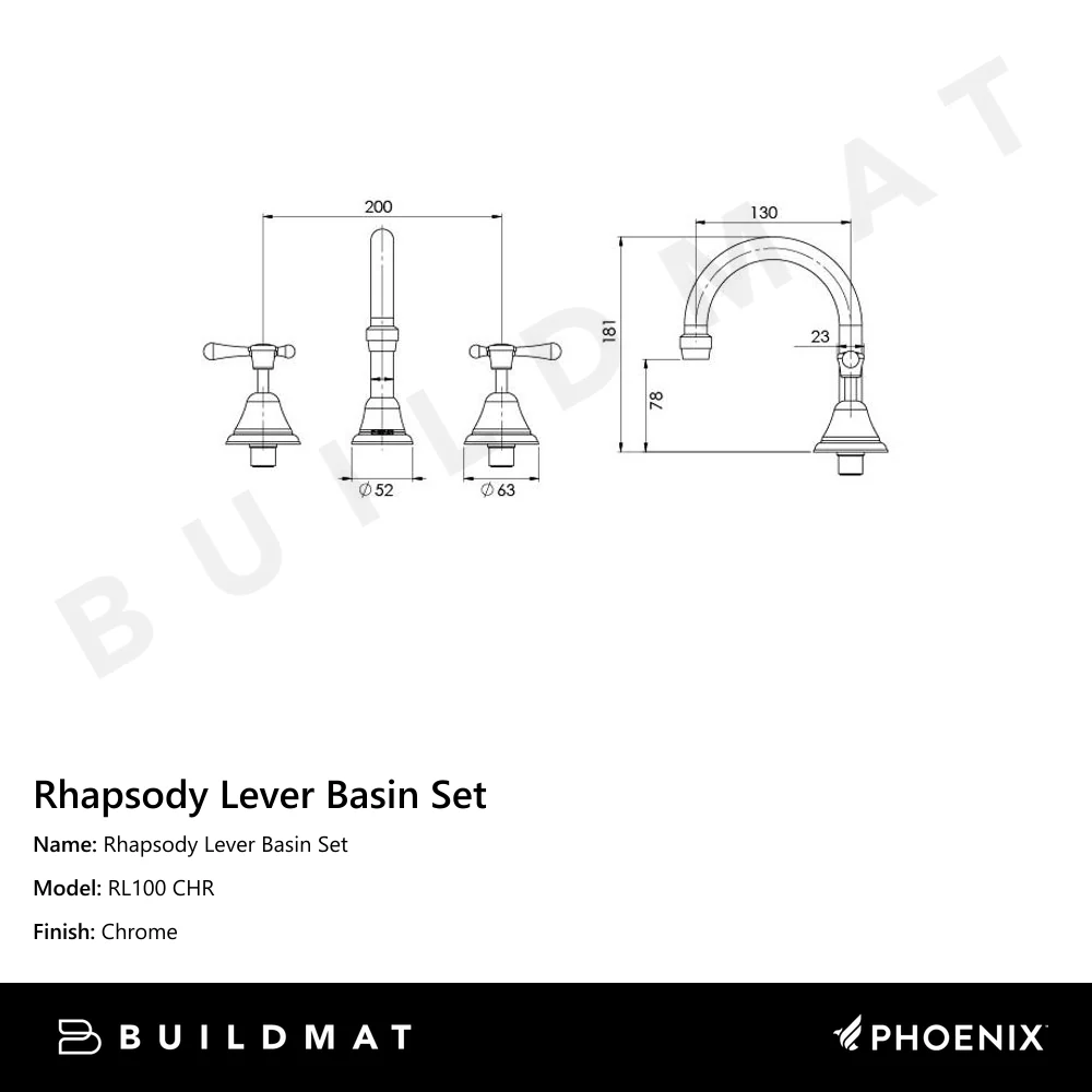 Phoenix Rhapsody Lever Basin Set  Chrome - Image 4