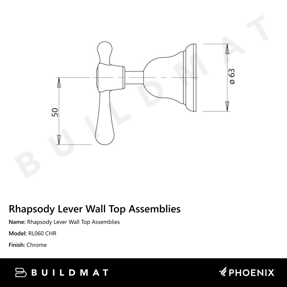 Phoenix Rhapsody Lever Wall Top Assemblies Chrome - Image 4