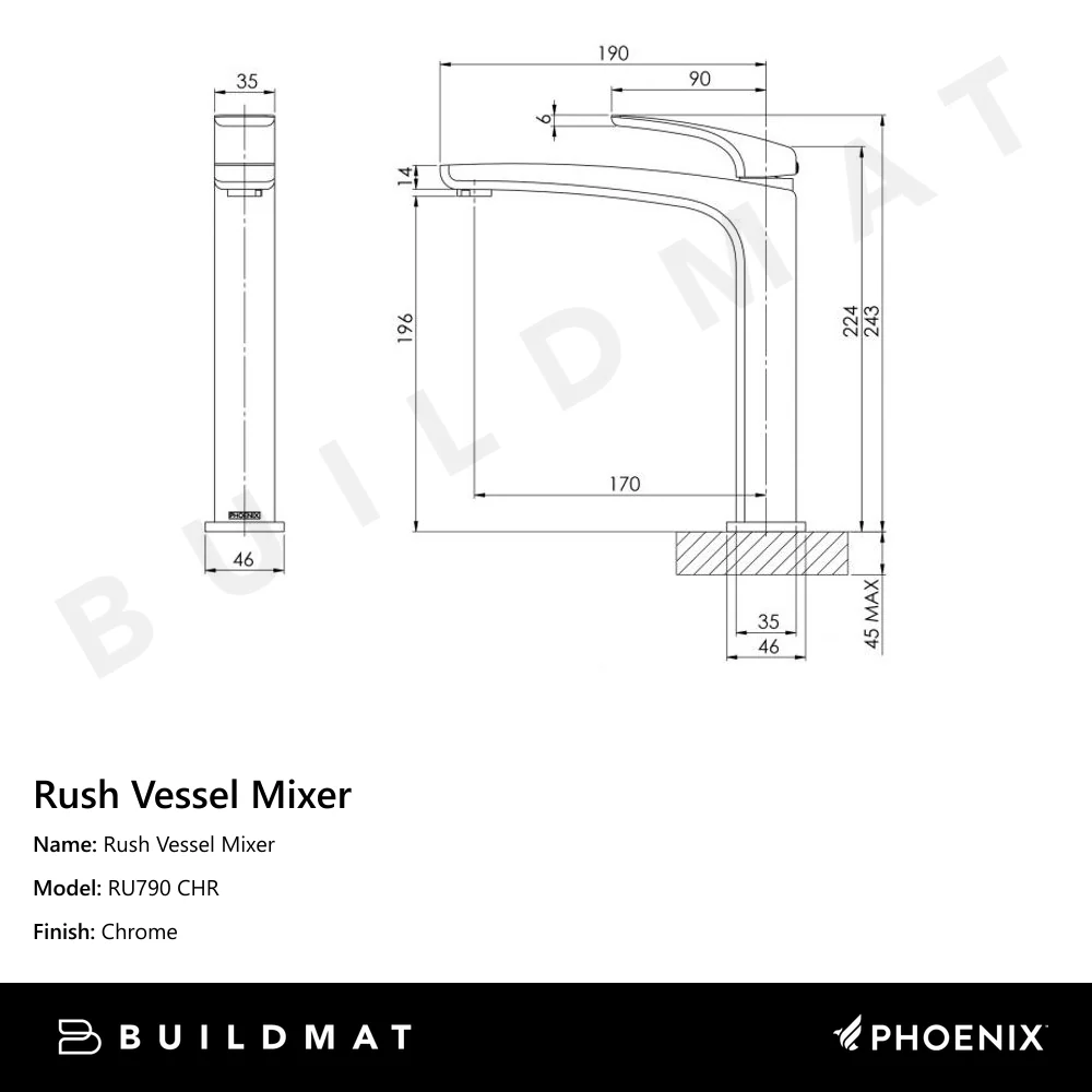 Phoenix Rush Vessel Mixer Chrome - Image 4