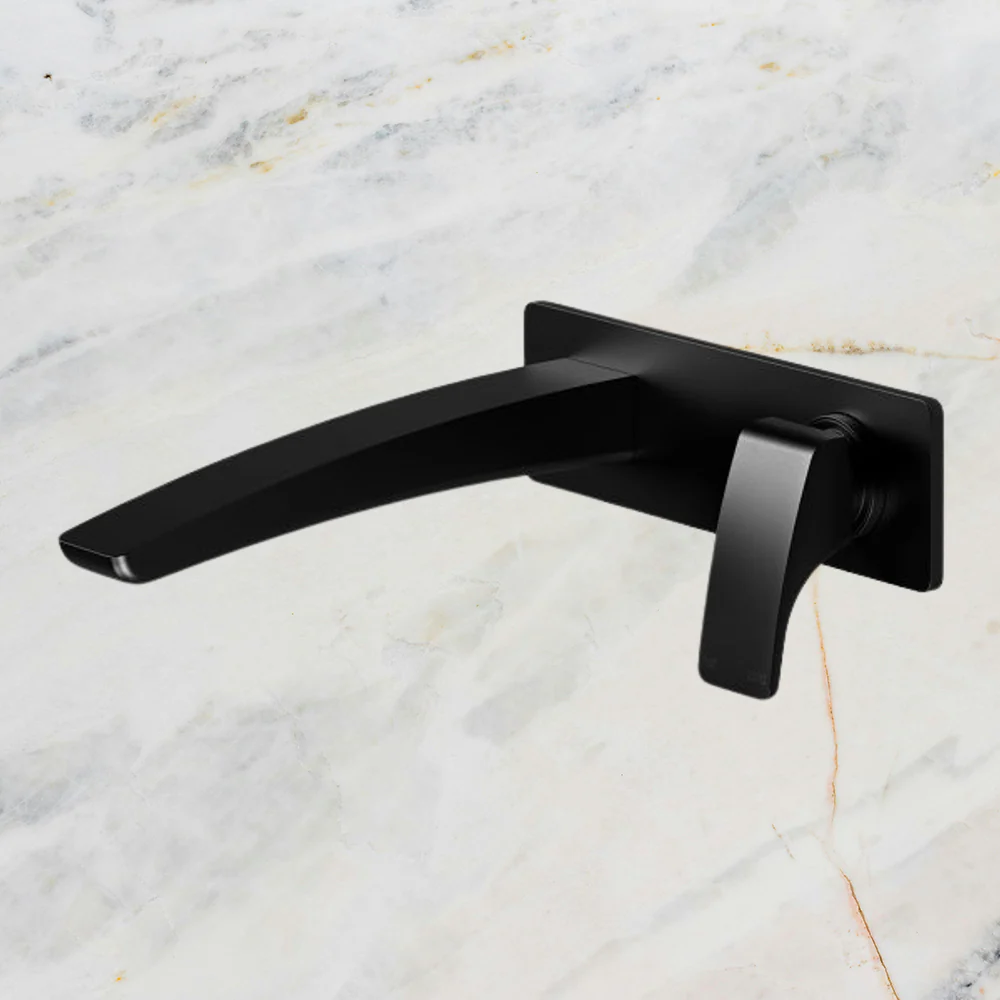 Phoenix Rush Wall Bath Mixer Set 180mm Matte Black - Image 2
