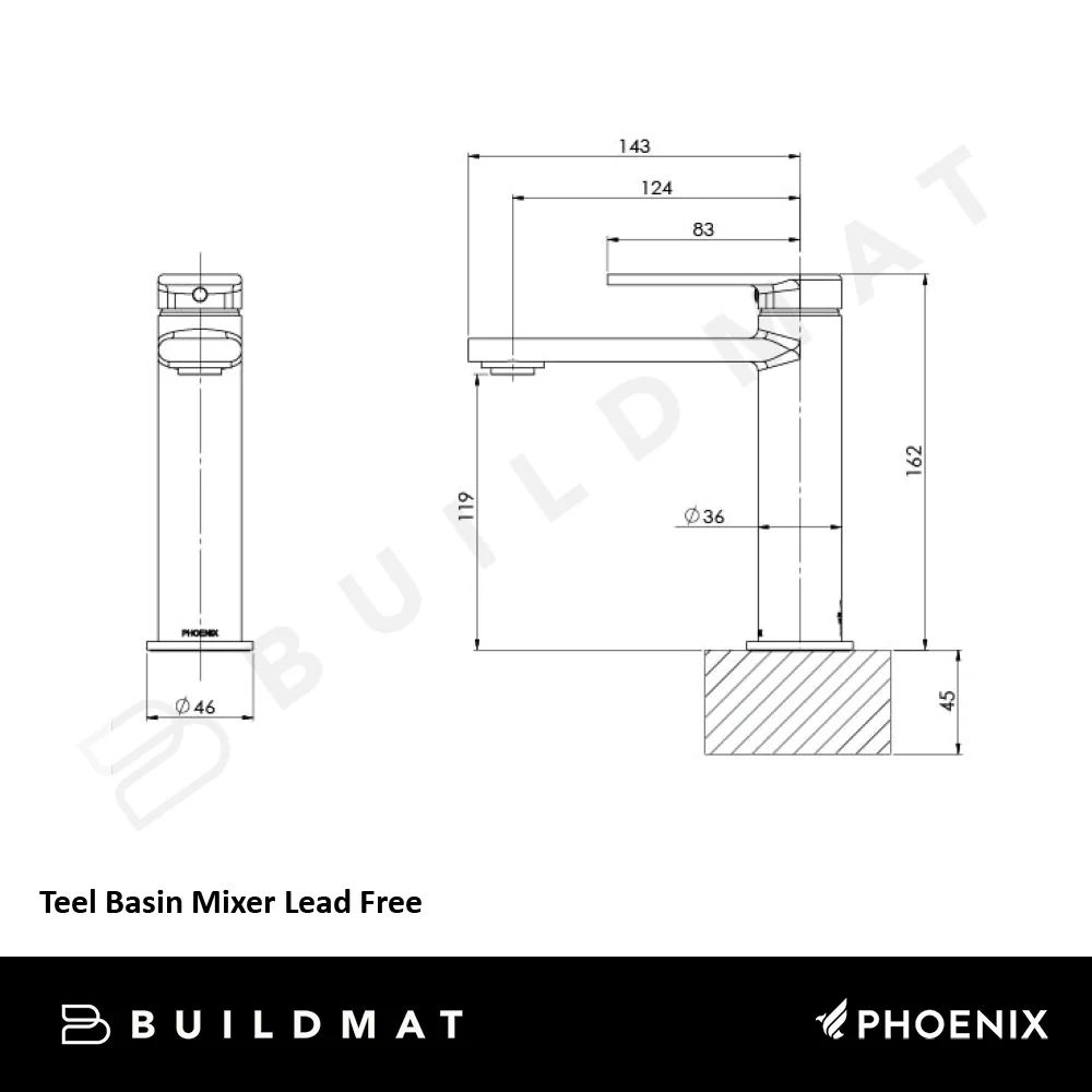 Phoenix Teel Basin Mixer Lead Free Matte Black - Image 4