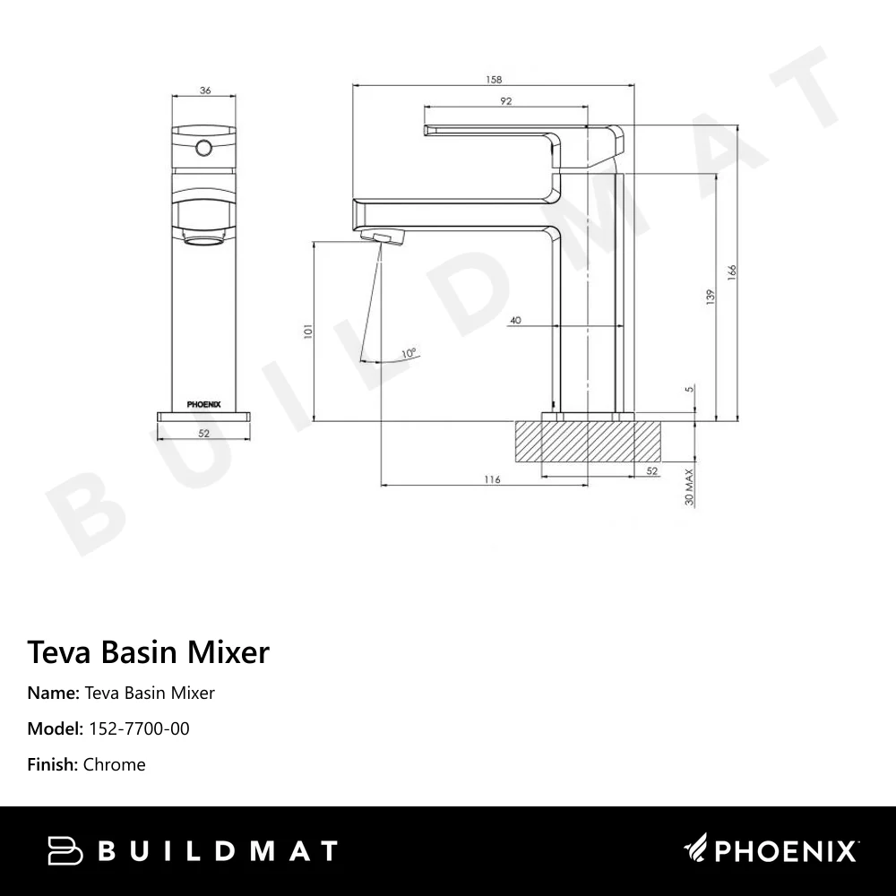 Phoenix Teva Basin Mixer Chrome - Image 4