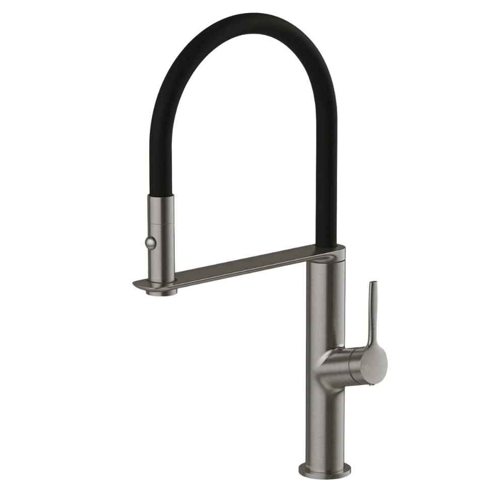 Phoenix Vask Flexible Hose Sink Mixer 200mm Brushed Carbon Lead Free