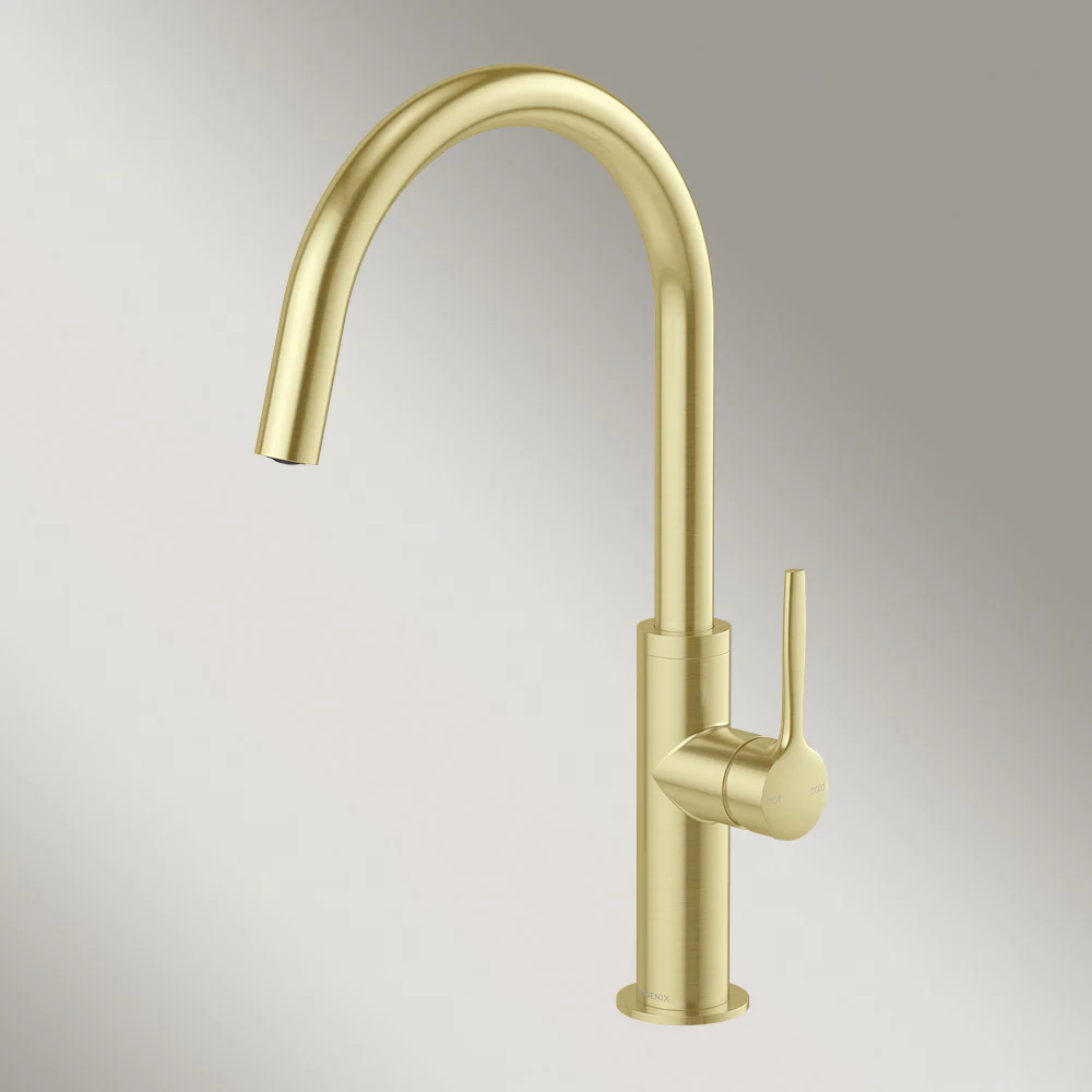 Phoenix Vask Sink Mixer 190mm Brushed Gold Lead Free - Image 2