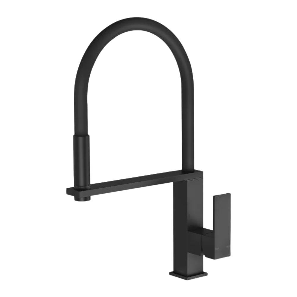 Phoenix Vezz Flexible Hose Sink Mixer Square 210mm Matte Black