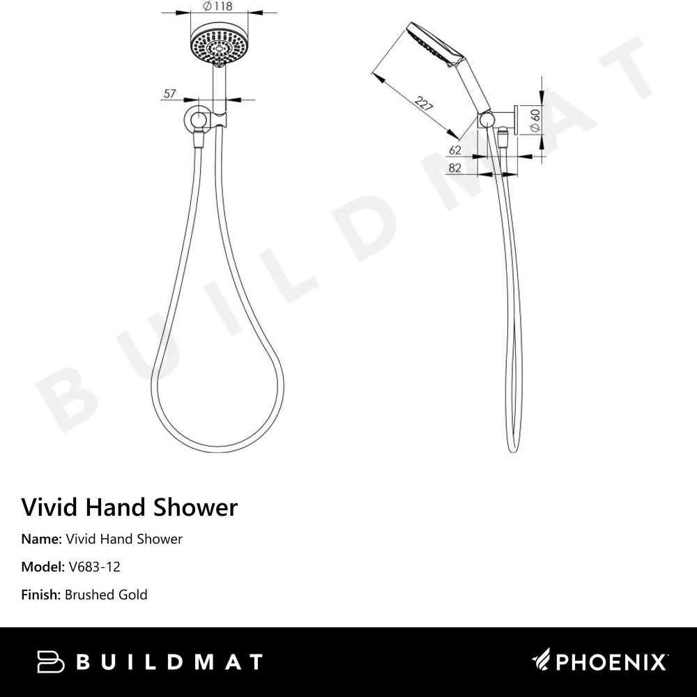 Phoenix Vivid Hand Shower Brushed Gold - Image 4