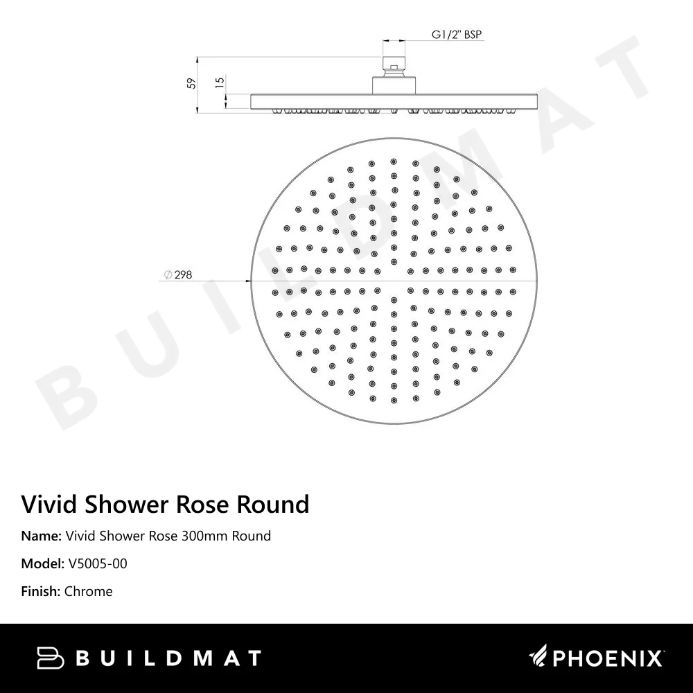 Phoenix Vivid Shower Rose 300mm Round Chrome - Image 4