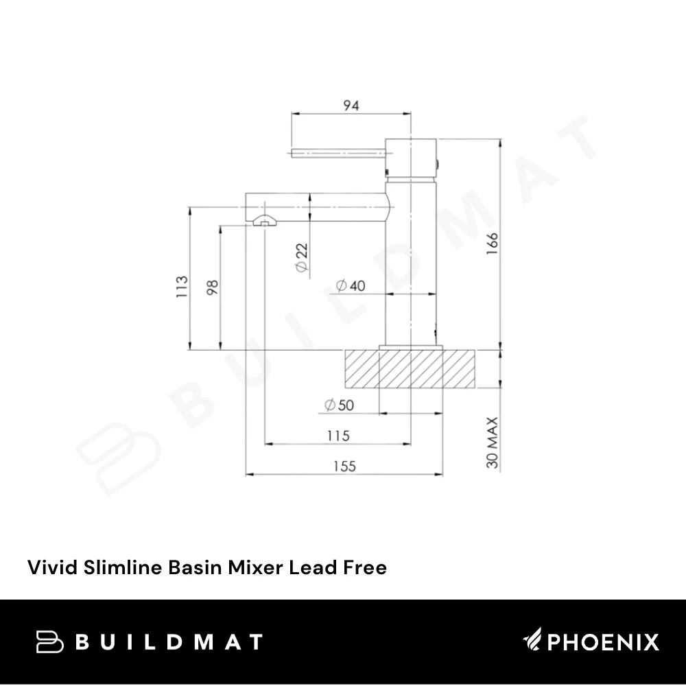 Phoenix Vivid Slimline Basin Mixer Brushed Carbon Lead Free - Image 4