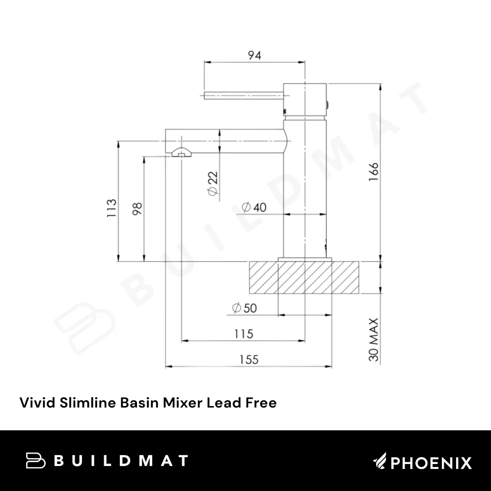 Phoenix Vivid Slimline Basin Mixer Brushed Gold Lead Free - Image 4