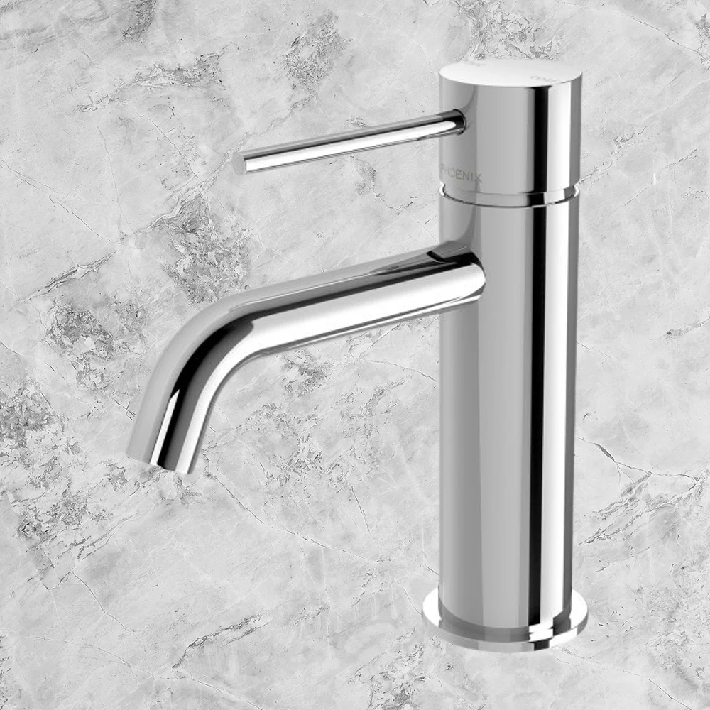 Phoenix Vivid Slimline Basin Mixer Curved Outlet Chrome Lead Free - Image 2
