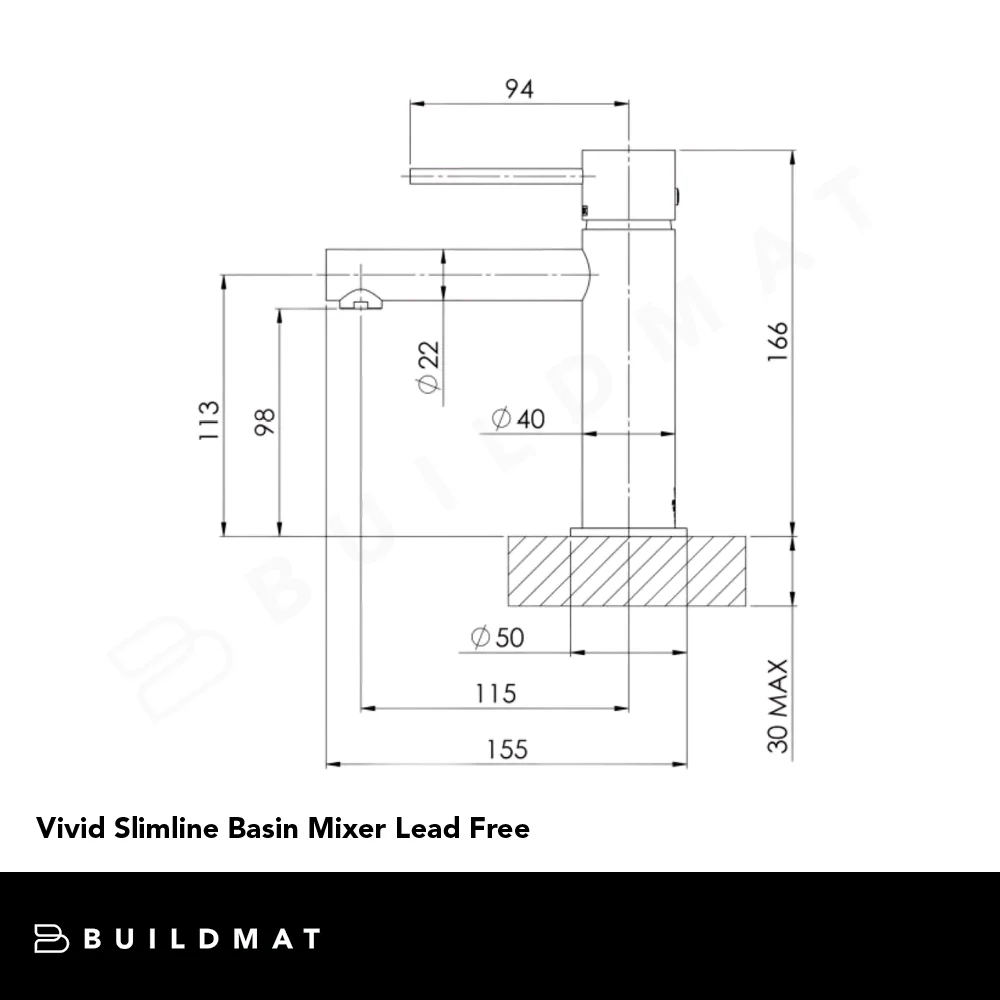 Phoenix Vivid Slimline Basin Mixer Lead Free Matte Black - Image 4