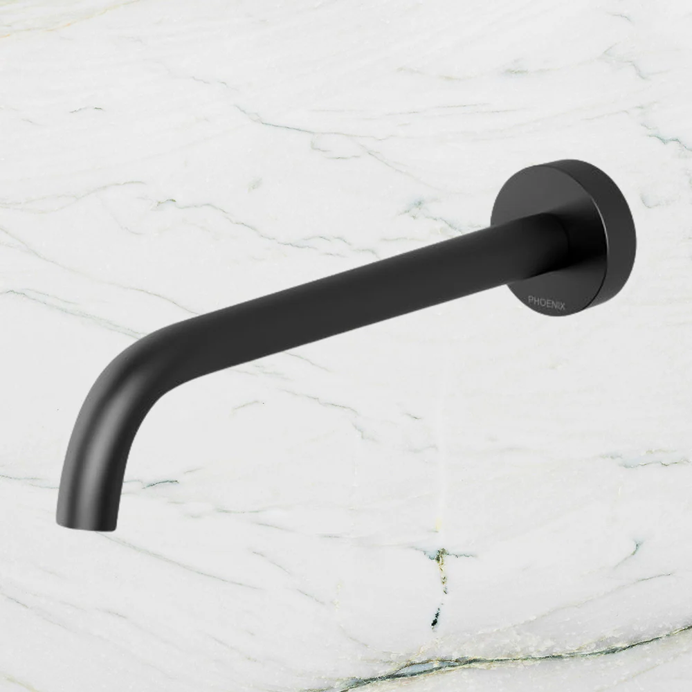 Phoenix Vivid Slimline Basin Outlet 230mm Curved Matte Black - Image 2