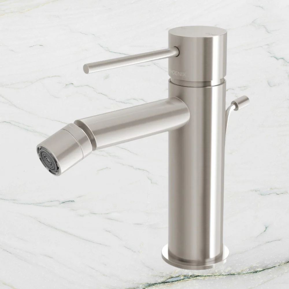 Phoenix Vivid Slimline Bidet Mixer with Pop-Up Waste Brushed Nickel - Image 2