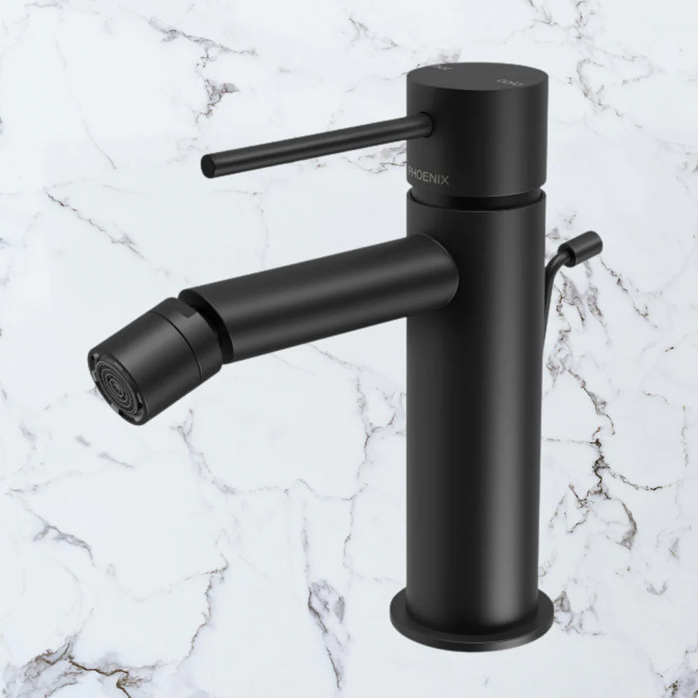 Phoenix Vivid Slimline Bidet Mixer with Pop-Up Waste Matte Black - Image 2