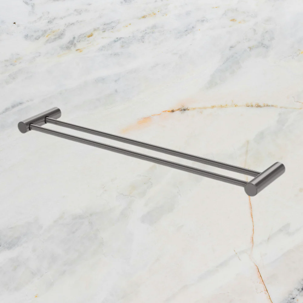 Phoenix Vivid Slimline Double Towel Rail 600mm Brushed Carbon - Image 2