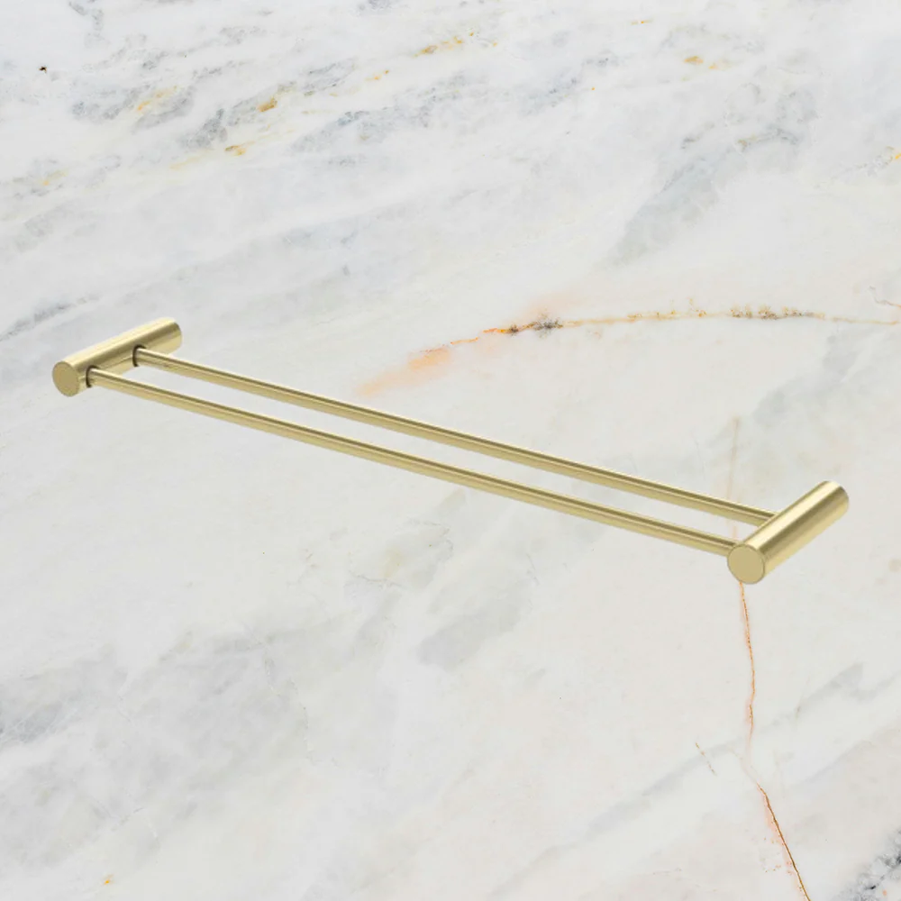 Phoenix Vivid Slimline Double Towel Rail 600mm Brushed Gold - Image 2