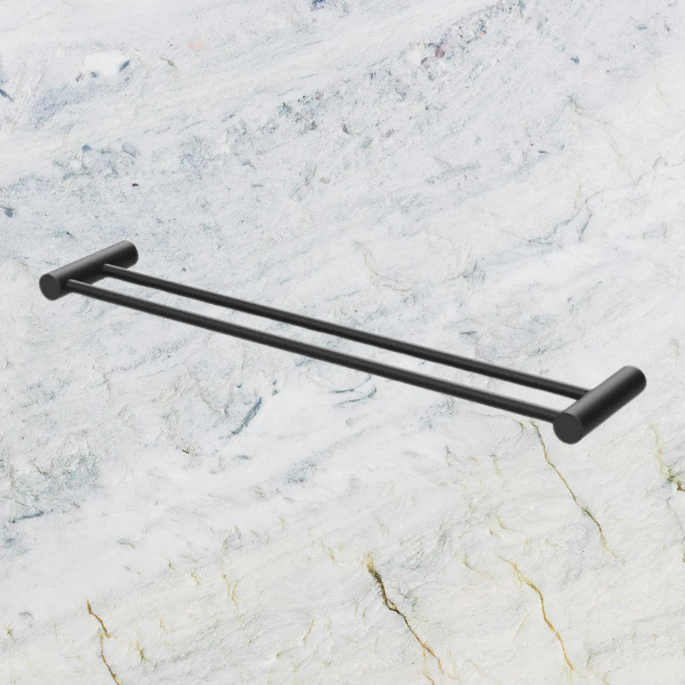 Phoenix Vivid Slimline Double Towel Rail 600mm Matte Black - Image 2