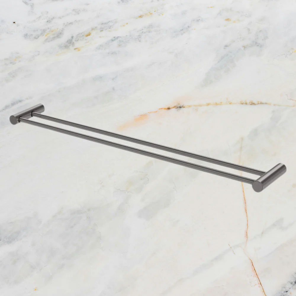Phoenix Vivid Slimline Double Towel Rail 800mm Brushed Carbon - Image 2