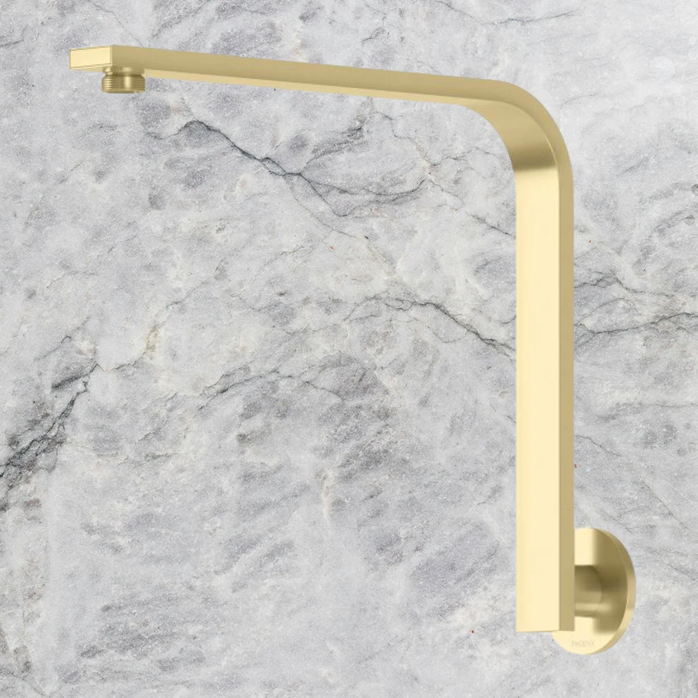 Phoenix Vivid Slimline High-Rise Shower Arm Round Plate Brushed Gold - Image 2