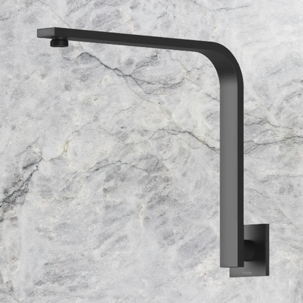Phoenix Vivid Slimline High-Rise Shower Arm Square Plate Matte Black - Image 2