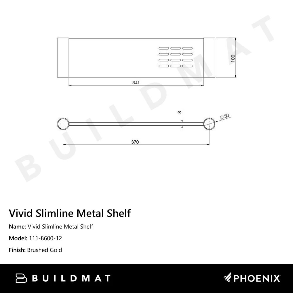 Phoenix Vivid Slimline Metal Shelf Brushed Gold - Image 4