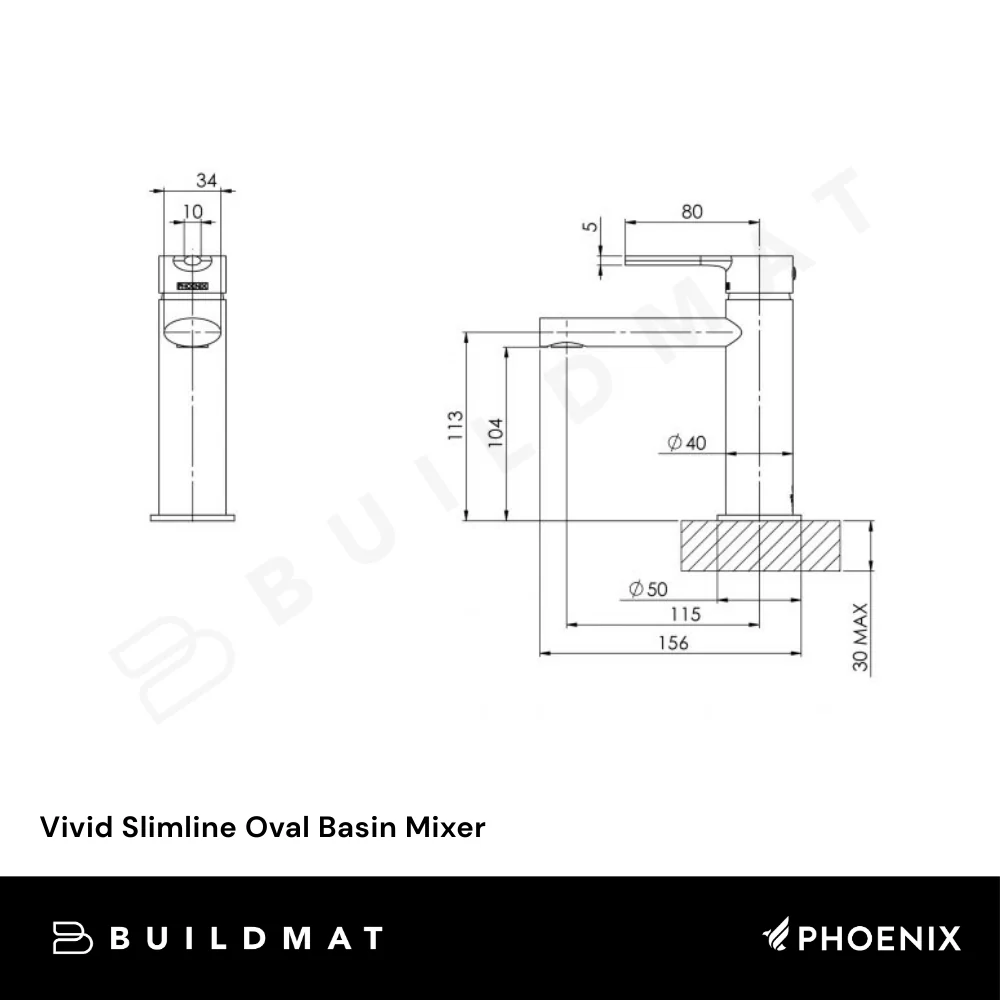 Phoenix Vivid Slimline Oval Basin Mixer Chrome Lead Free - Image 4