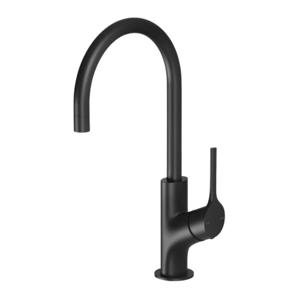Phoenix Vivid Slimline Oval Sink Mixer 160mm Gooseneck Matte Black - Image 3