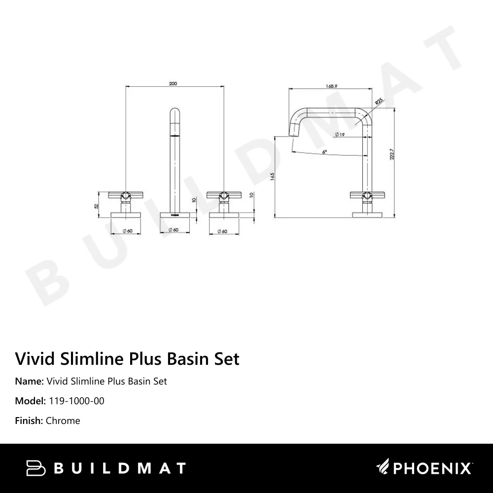 Phoenix Vivid Slimline Plus Basin Set Chrome - Image 4