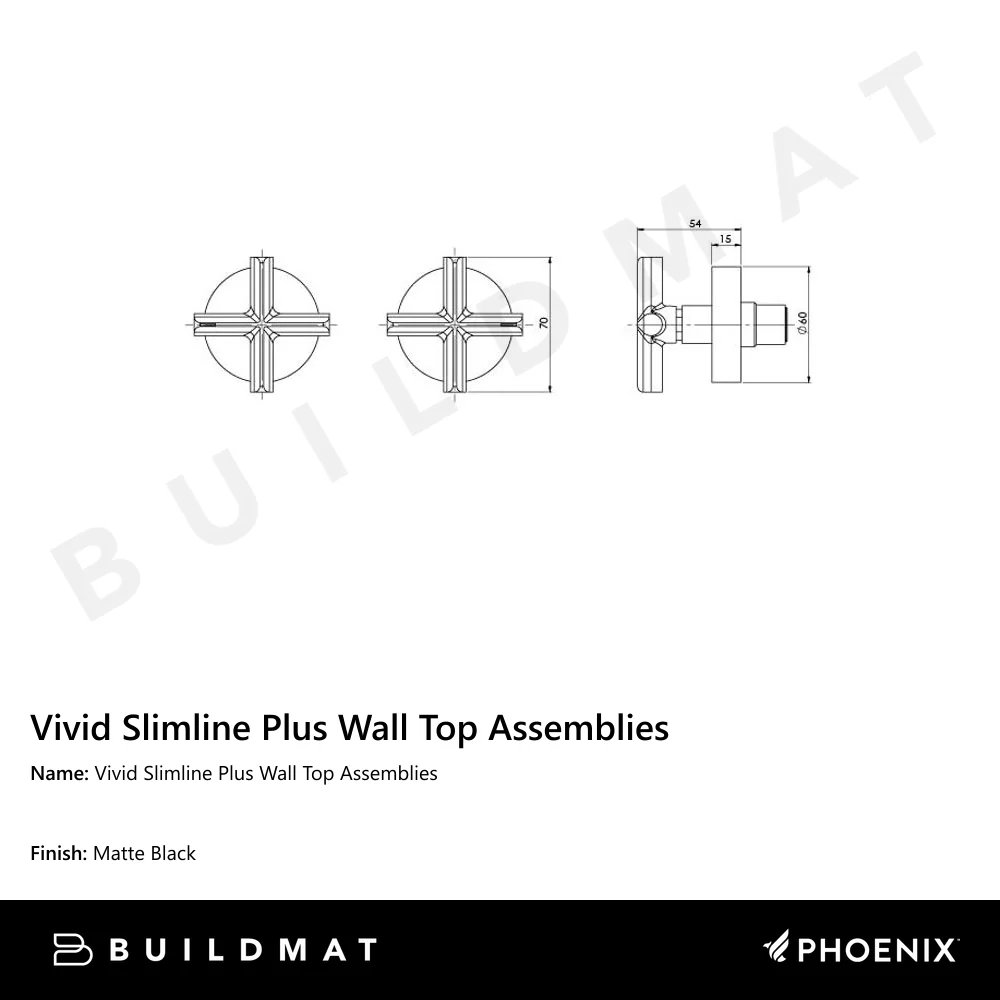 Phoenix Vivid Slimline Plus Wall Top Assemblies Matte Black Lead Free - Image 4