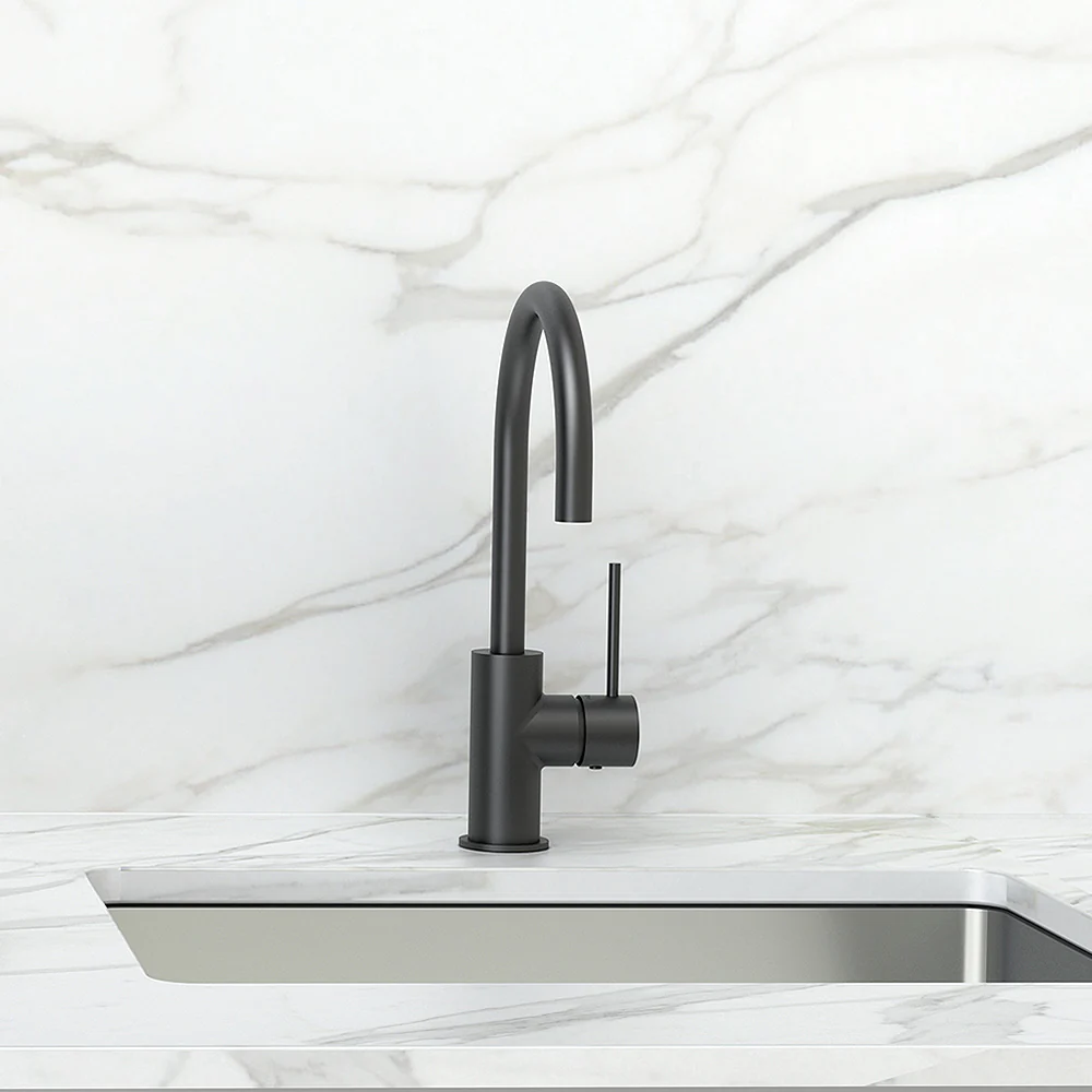 Phoenix Vivid Slimline Sink Mixer 160mm Gooseneck Lead Free Matte Black - Image 3
