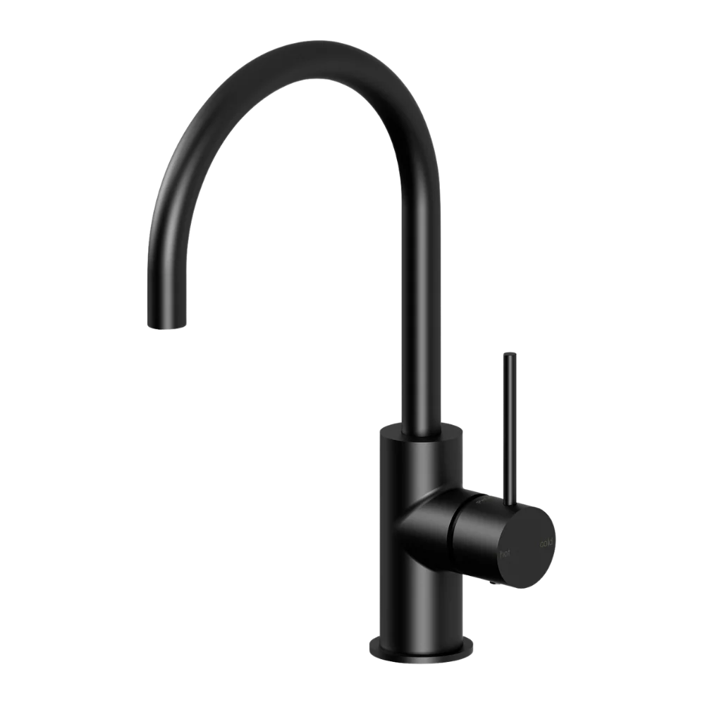 Phoenix Vivid Slimline Sink Mixer 160mm Gooseneck Lead Free Matte Black - Image 4