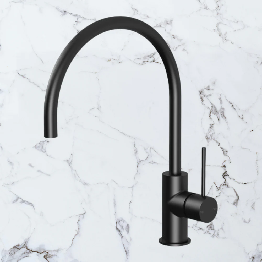 Phoenix Vivid Slimline Sink Mixer 220mm Gooseneck Matte Black Lead Free - Image 2