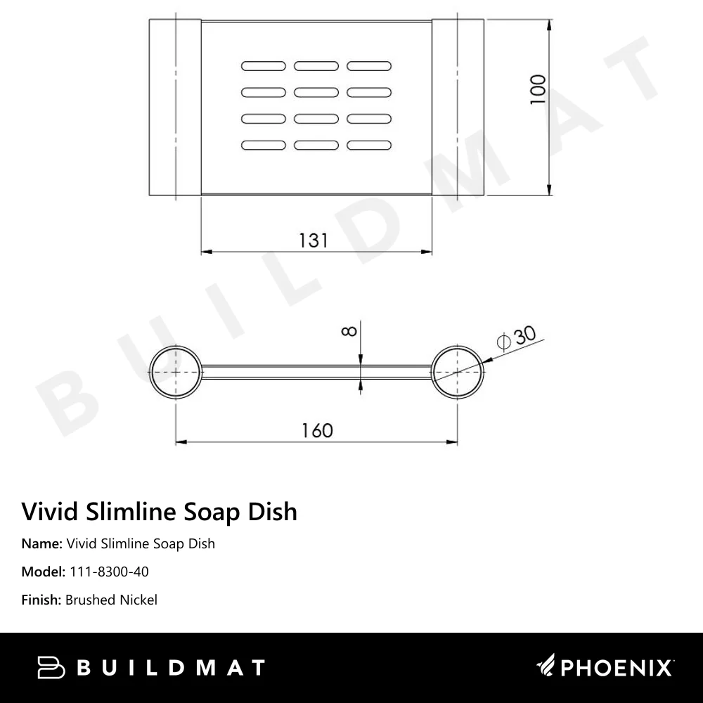 Phoenix Vivid Slimline Soap Dish Holder Brushed Nickel - Image 4