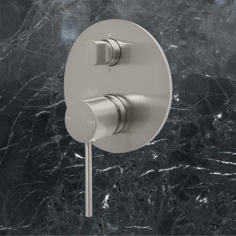 Phoenix Vivid Slimline SwitchMix Shower/Bath Diverter Mixer (Complete Kit) Brushed Nickel Lead Free - Image 2