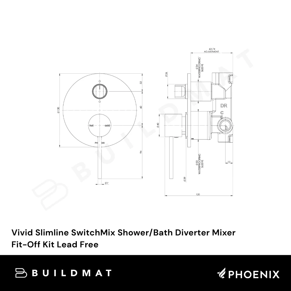 Phoenix Vivid Slimline SwitchMix Shower/Bath Diverter Mixer (Complete Kit) Brushed Nickel Lead Free - Image 4