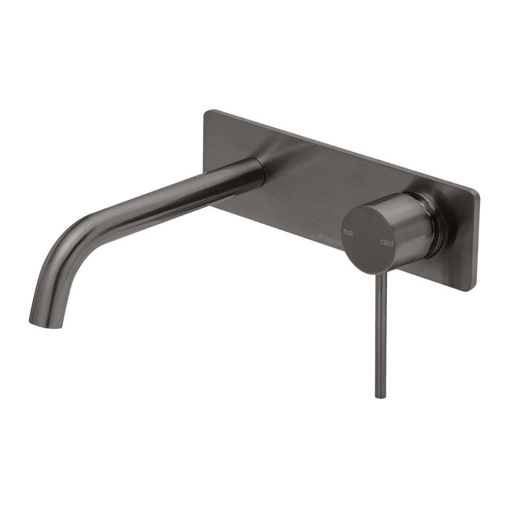 Phoenix Vivid Slimline SwitchMix Wall Basin/Bath Mixer Set 180mm (Complete Kit) Lead Free Brushed Carbon