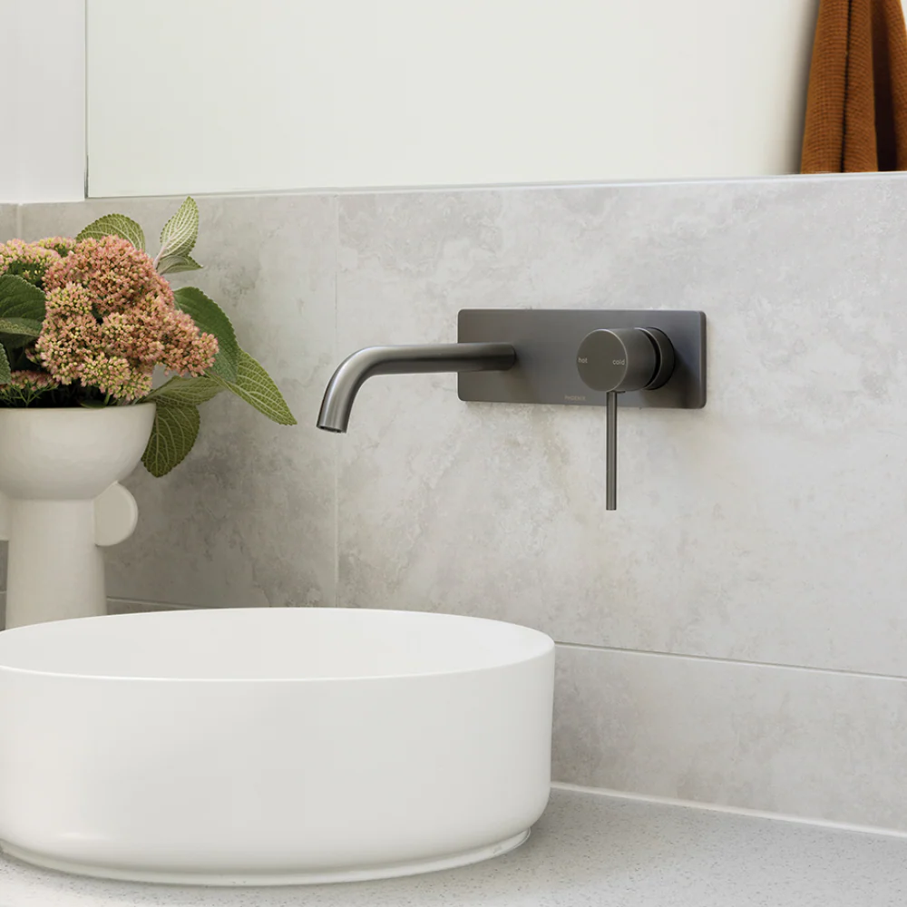Phoenix Vivid Slimline SwitchMix Wall Basin/Bath Mixer Set 180mm (Complete Kit) Lead Free Brushed Carbon - Image 2