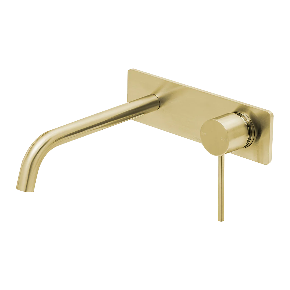 Phoenix Vivid Slimline SwitchMix Wall Basin/Bath Mixer Set 180mm (Complete Kit) Lead Free Brushed Gold - Image 3