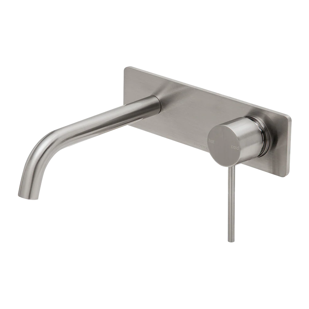 Phoenix Vivid Slimline SwitchMix Wall Basin / Bath Mixer Set 180mm (Complete Kit) Brushed Nickel
