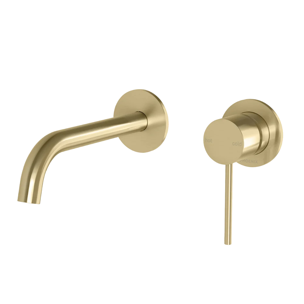 Phoenix Vivid Slimline SwitchMix Wall Basin/Bath Mixer Set 60mm Backplates (Complete Kit) Lead Free Brushed Gold - Image 3
