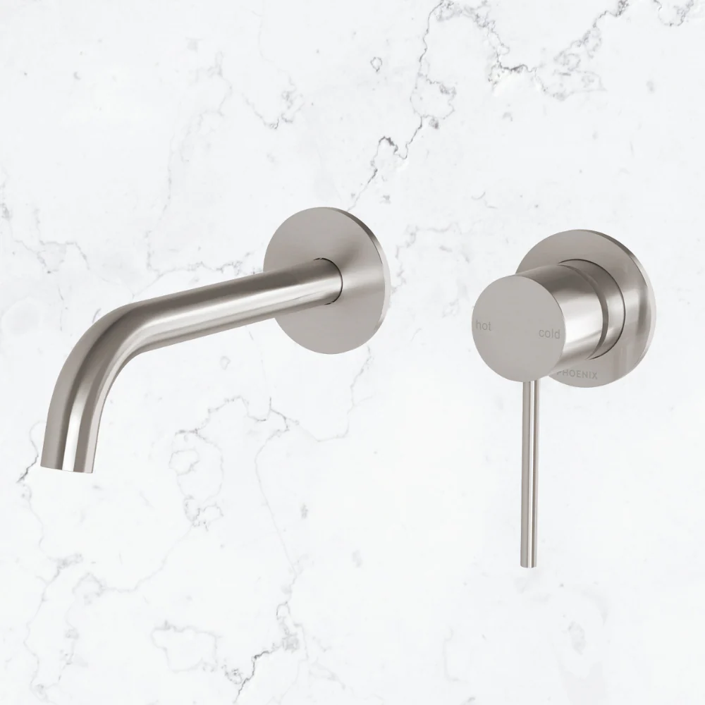 Phoenix Vivid Slimline SwitchMix Wall Basin/Bath Mixer Set 60mm Backplates (Complete Kit) Lead Free Brushed Nickel - Image 2