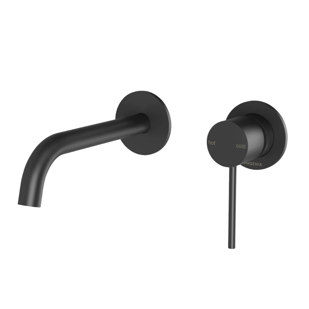Phoenix Vivid Slimline SwitchMix Wall Basin/Bath Mixer Set 60mm Backplates (Complete Kit) Lead Free Matte Black - Image 3