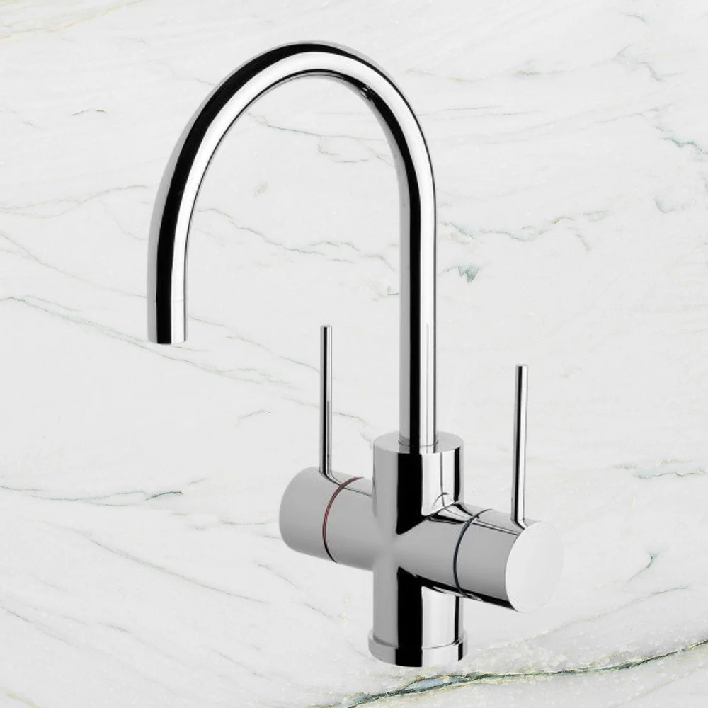 Phoenix Vivid Slimline Twin Handle Sink Mixer 160mm Gooseneck Chrome - Image 2