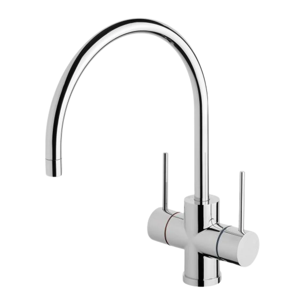 Phoenix Vivid Slimline Twin Handle Sink Mixer 220mm Gooseneck Chrome Lead Free - Image 3