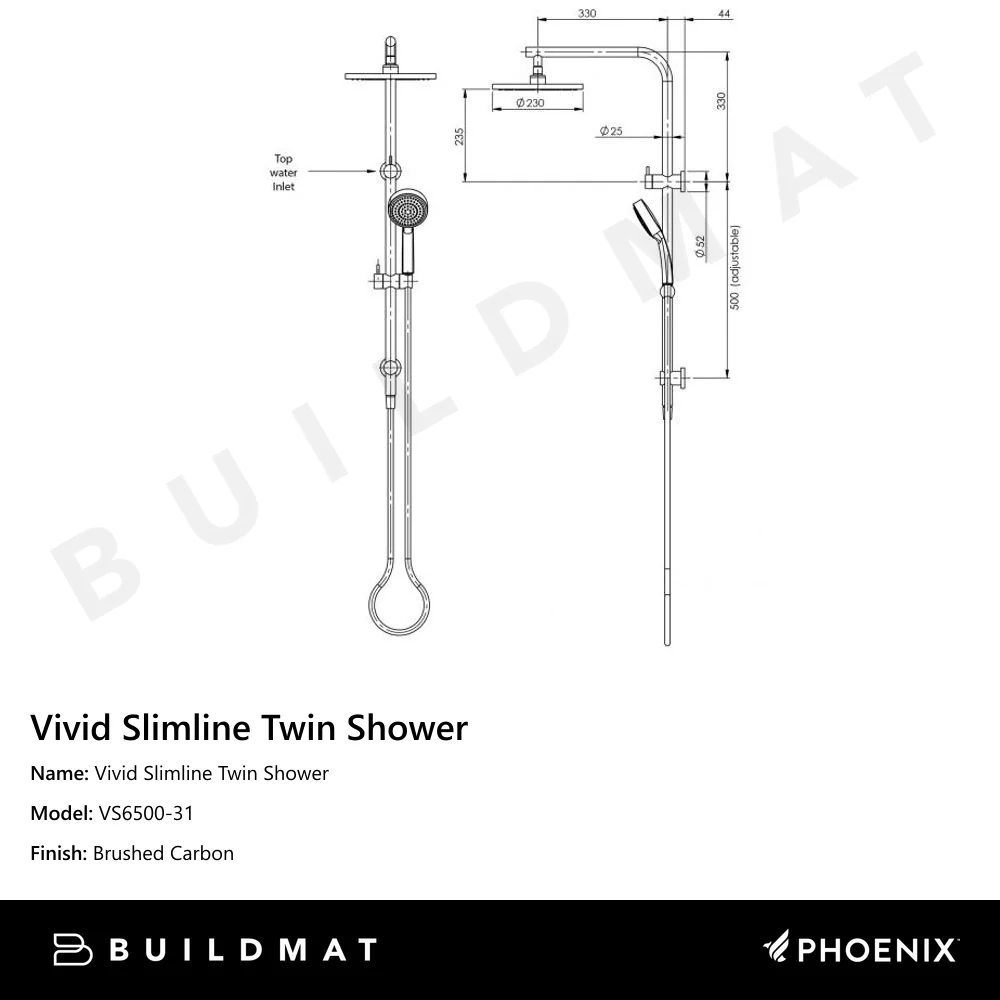 Phoenix Vivid Slimline Twin Shower Brushed Carbon - Image 4